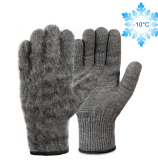 Одинарные шерстяные перчатки (70% шерсть + 30% акрил) с внутренним начесом, 10 класс, серый